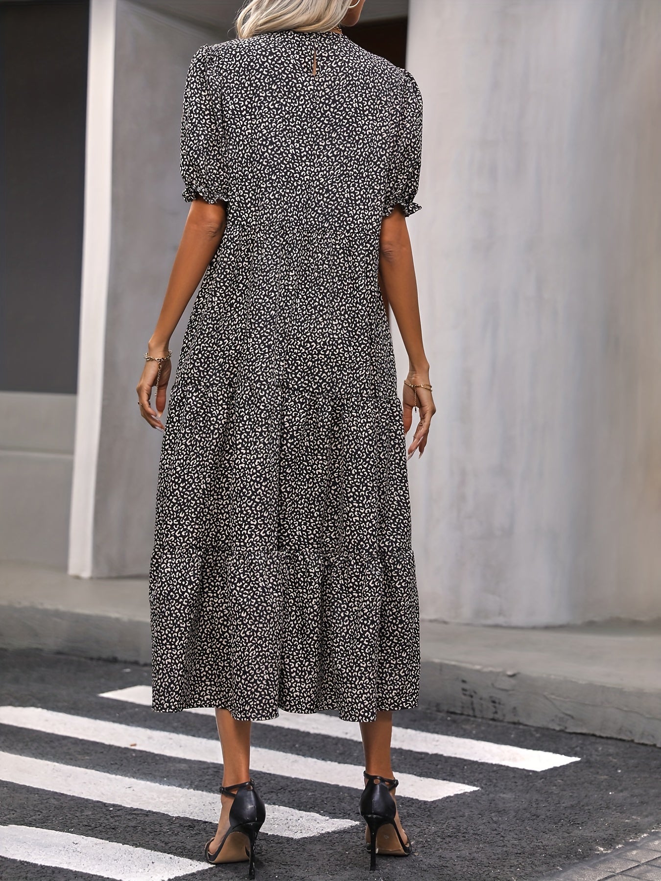 Harriet - Casual Round Neck Dress With Ruffle Detail