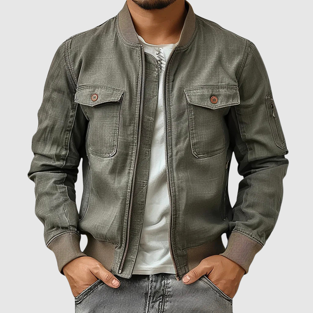 Theodore Willow Linen Bomber Jacket