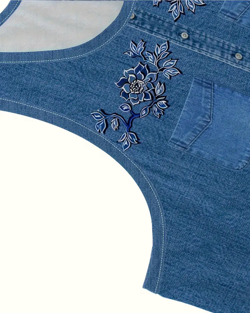 Sleeveless Denim-Look Dress