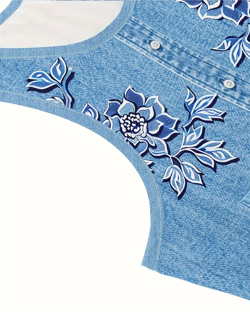 Sleeveless Denim-Look Dress