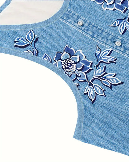 Sleeveless Denim-Look Dress