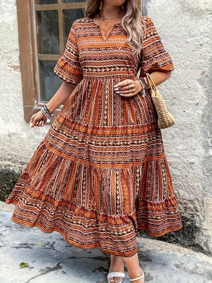 Sylpha - Elegant Ethnic Print Bohemian Dress