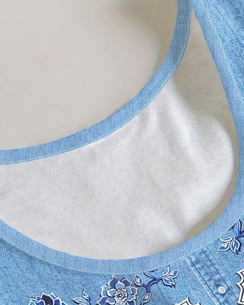 Sleeveless Denim-Look Dress