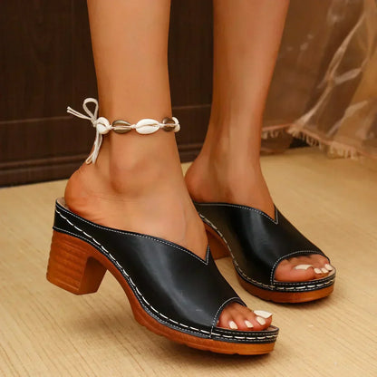 Navy™ | Orthopedic Thick Heel Sandals