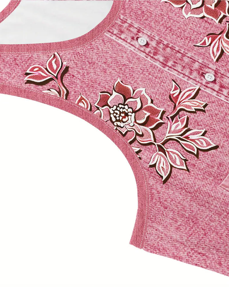 Sleeveless Denim-Look Dress