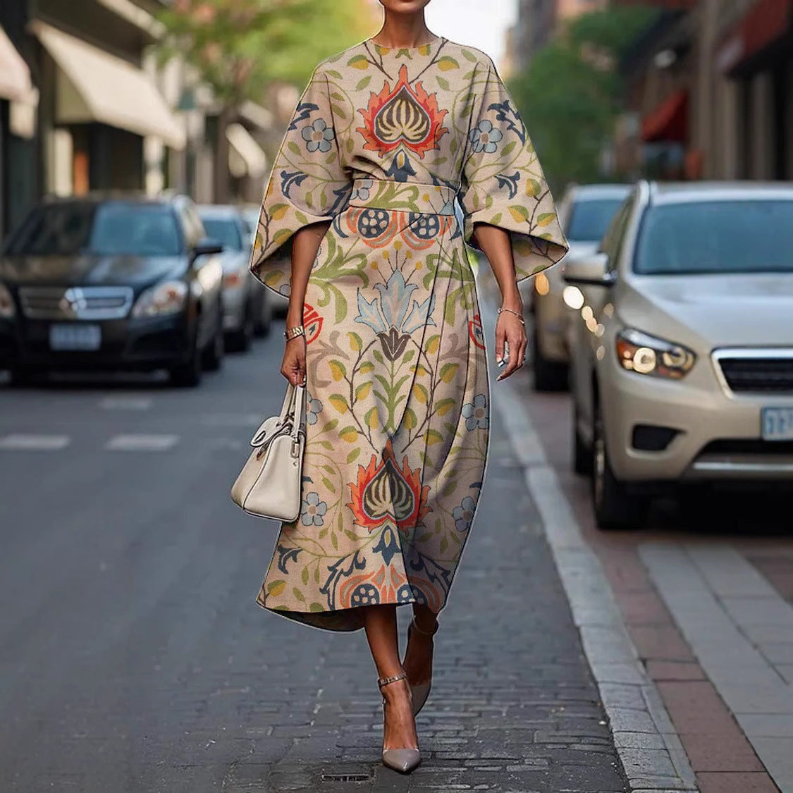 Zoraida - Stylish Batwing Sleeve Long Dress