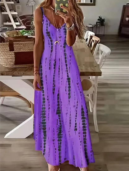 Seren - Women's V-Neck Tie-Dye Maxi Dress