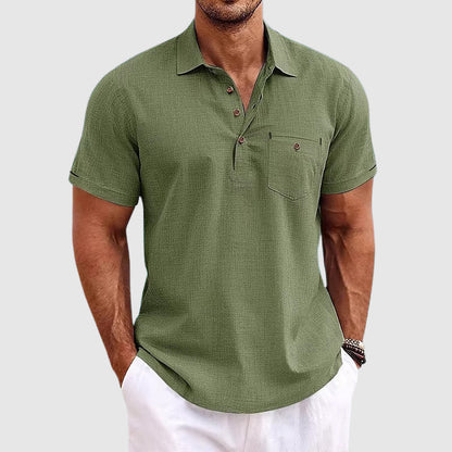 Theodore Willow Linen Polo Shirt