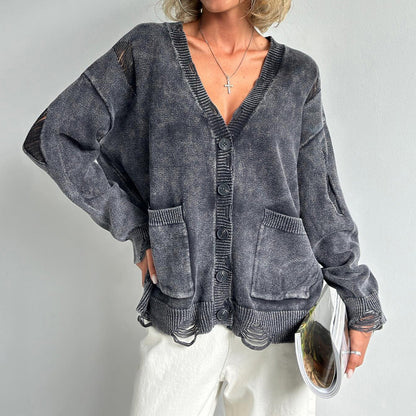 Women’s V-Neck Cotton Blend Cardigan